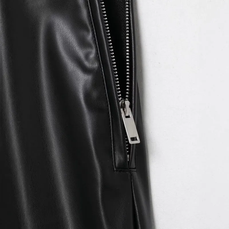 Damen hochgeschnittene ausgestellte Kunstlederhose mit Schnürungsdetail in der Taille Drune