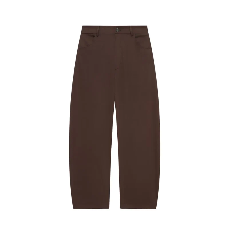 Damen Highwaist-Cropped-Hose mit weitem Bein und geradem Saum Drune