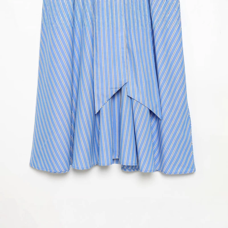 Damen Hemdblusenkleid mit Taillengürtel, langem Arm und ausgestelltem Rock Drune