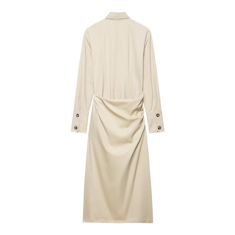 Damen Hemdblusenkleid im Utility‑Stil mit Taillen‑Wickel und Pattentaschen Drune