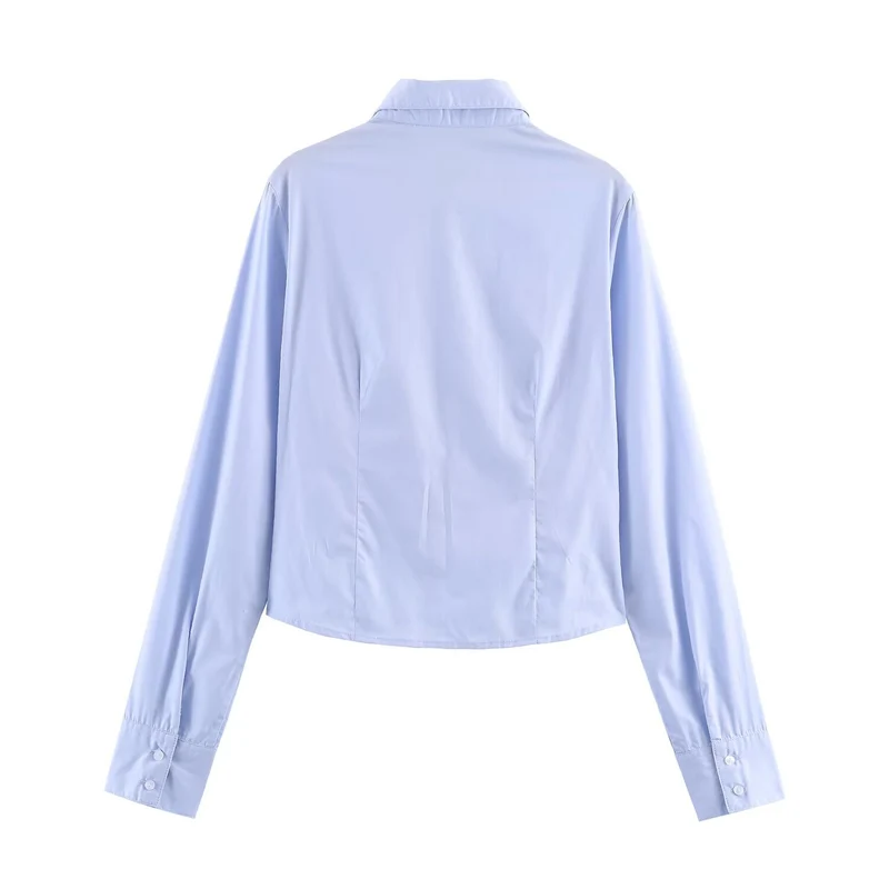 Damen Hemdbluse mit Smock‑Raffung und klassischem Kragen Drune