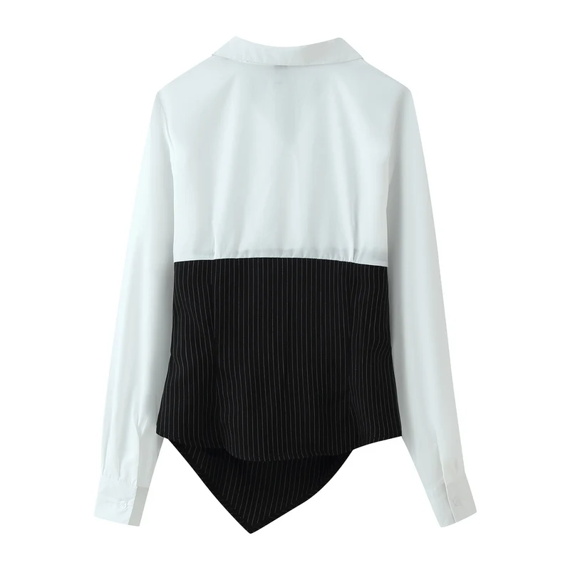 Damen Hemdbluse mit drapiertem Nadelstreifen‑Corset‑Detail Drune