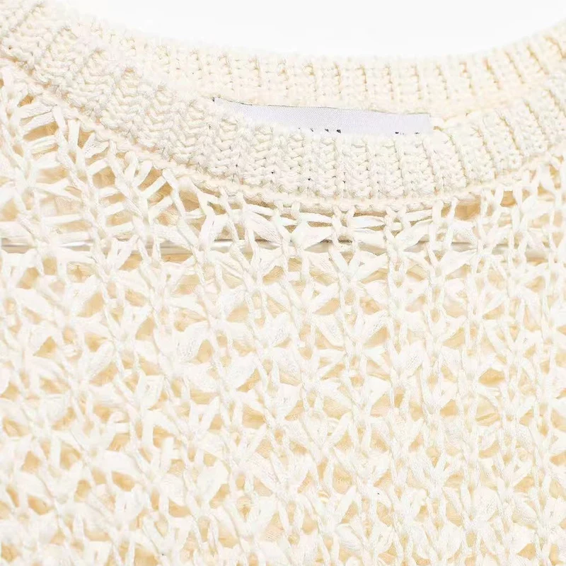 Damen Häkelpullover mit Volantärmeln und Ajourstruktur Drune
