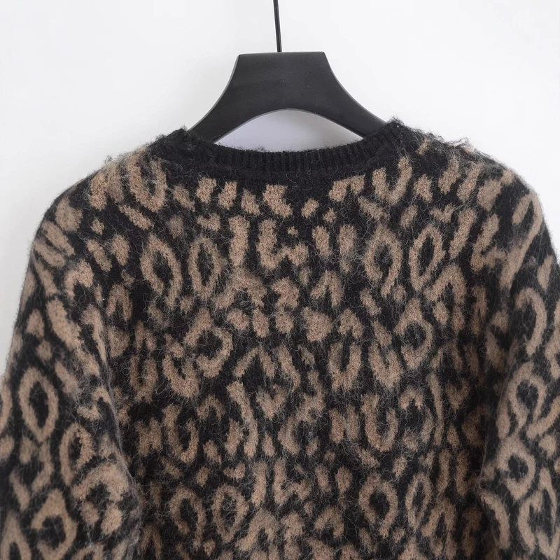 Damen Grobstrick-Pullover mit Leo-Jacquard, weichem Flor und Rundhals Drune