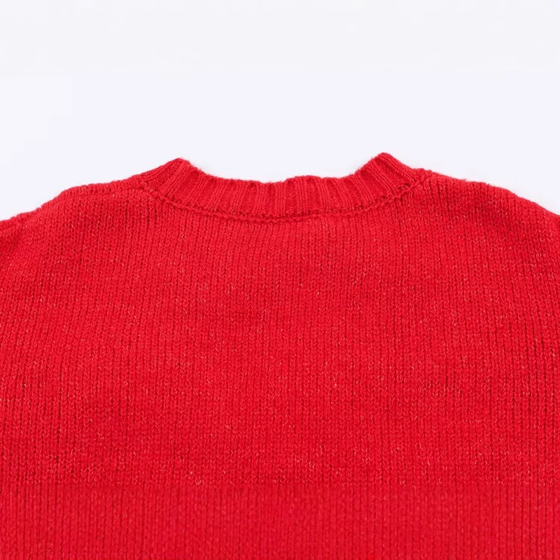 Damen Grobstrick-Pullover mit geflochtenem Schleifenapplikation Drune