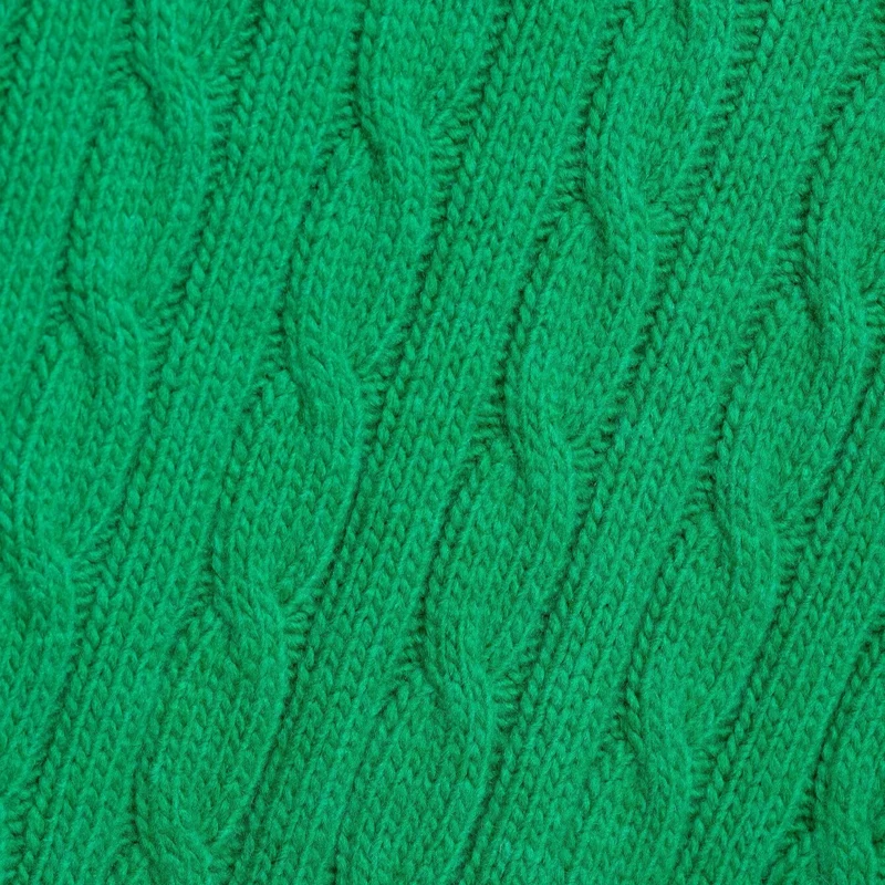 Damen Grobgestrickter Zopfstrick-Pullover mit V-Ausschnitt und kurzem Boxy-Schnitt Drune