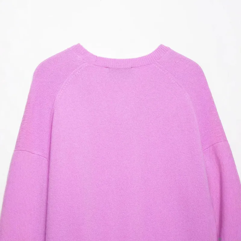 Damen Grobgestrickter V‑Ausschnitt Zopfstrickpullover mit Rippbündchen Drune