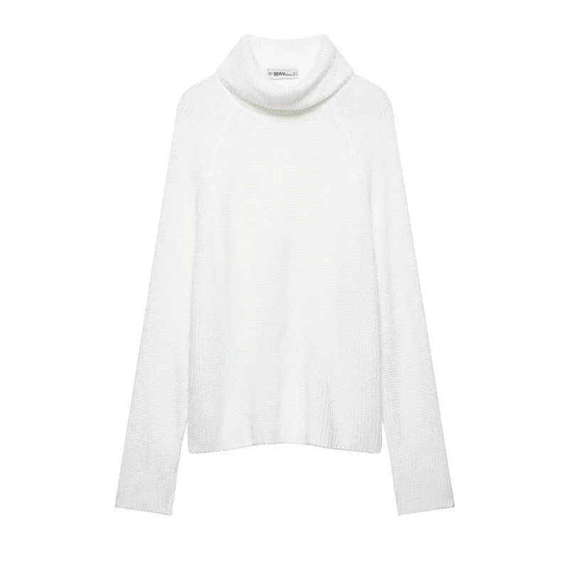 Damen Grobgestrickter kurzgeschnittener Rollkragenpullover im Boxy‑Schnitt Drune