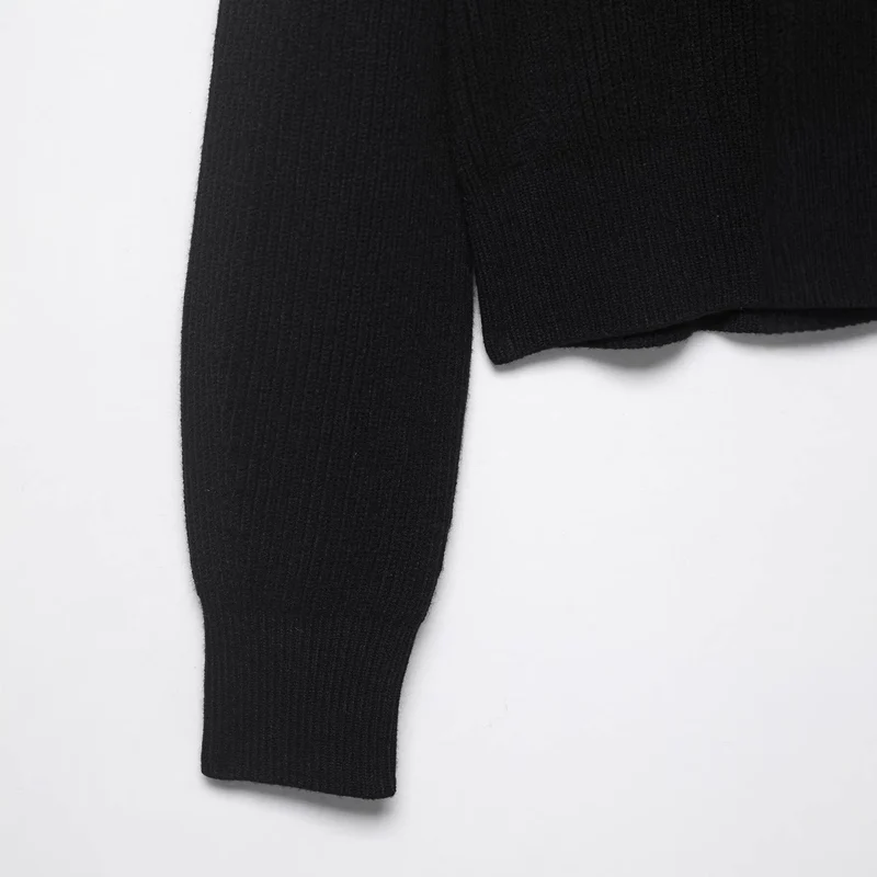 Damen Gestrickter Cropped-Pullover mit Cut-Out-Schultern und Perlenbesatz Drune