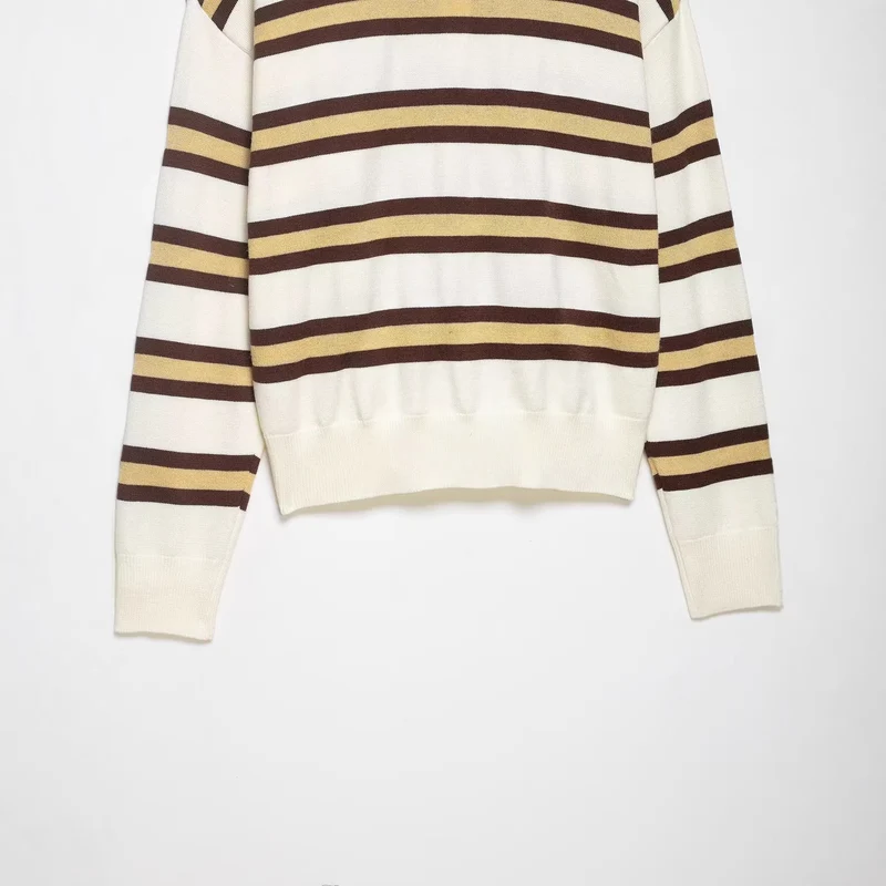 Damen Gestreifter Strick‑Polo‑Pullover im Oversize‑Cropped‑Schnitt Drune