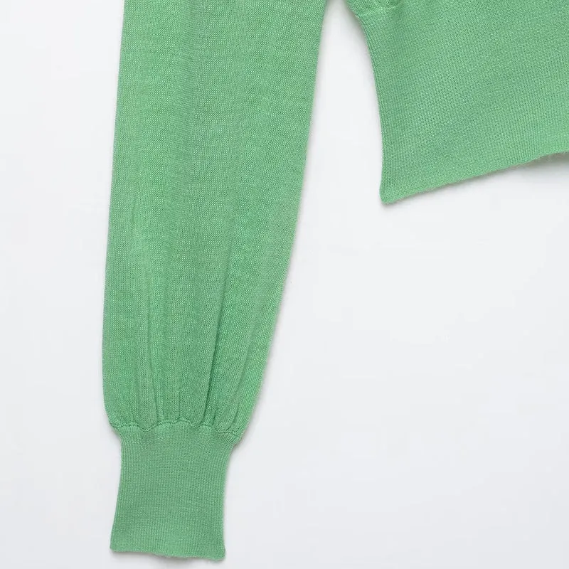 Damen Gestreifter Cropped‑Polo‑Pullover mit Knopfleiste und Rippbündchen Drune