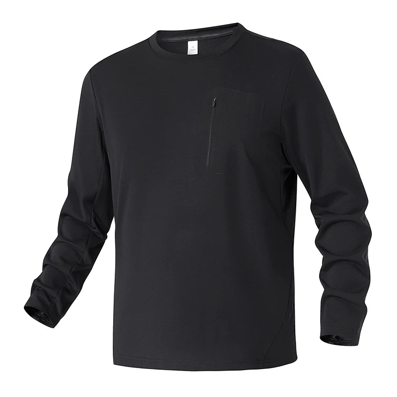 Herren Funktions-Langarmshirt mit Brust-Reißverschlusstasche und atmungsaktivem Performance-Jersey Drune