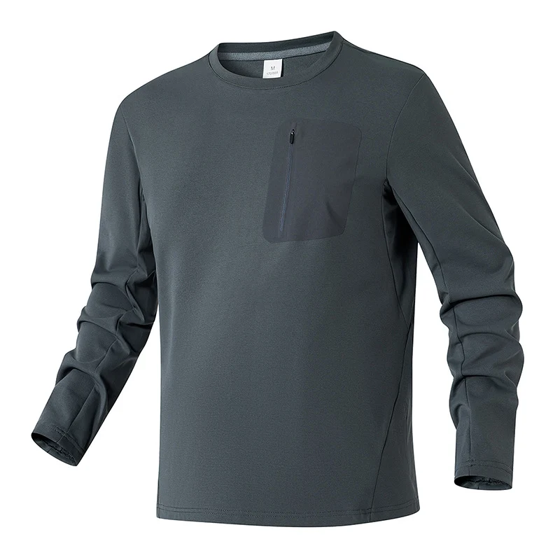 Herren Funktions-Langarmshirt mit Brust-Reißverschlusstasche und atmungsaktivem Performance-Jersey Drune