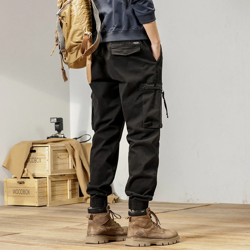 Herren funktionale Cargo-Jogginghose mit elastischem Bund und Reißverschluss-Taschen Drune