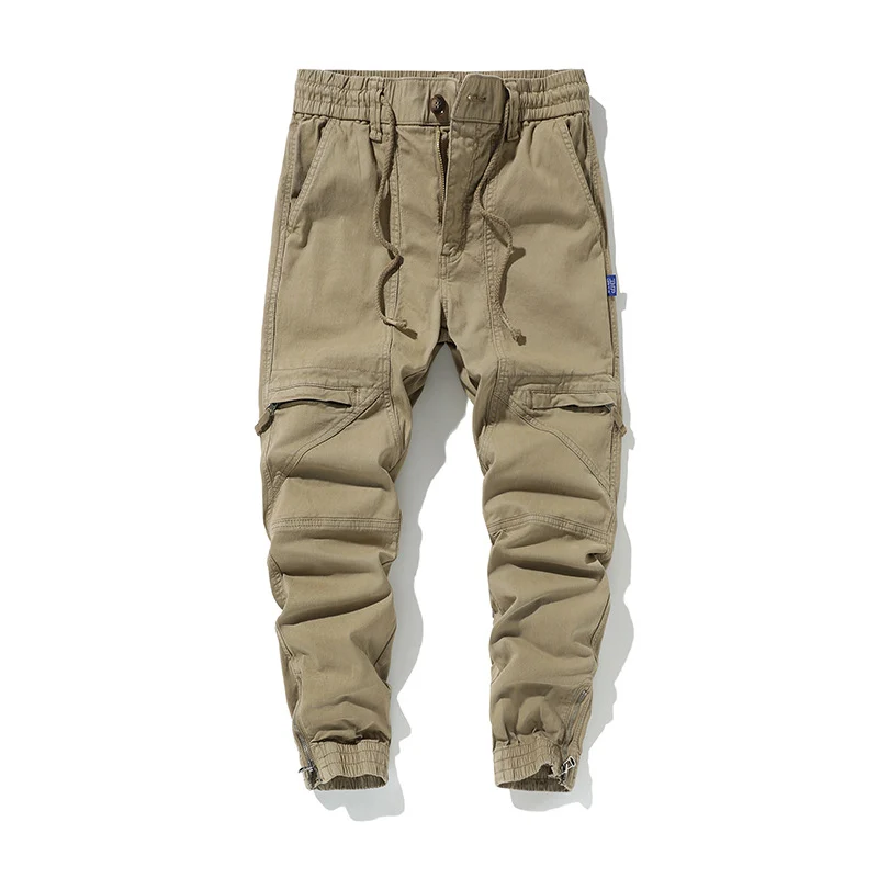 Herren Funktionale Cargo-Joggerhose mit Knieabnähern, Reißverschluss-Knöchel und Elastikbund Drune
