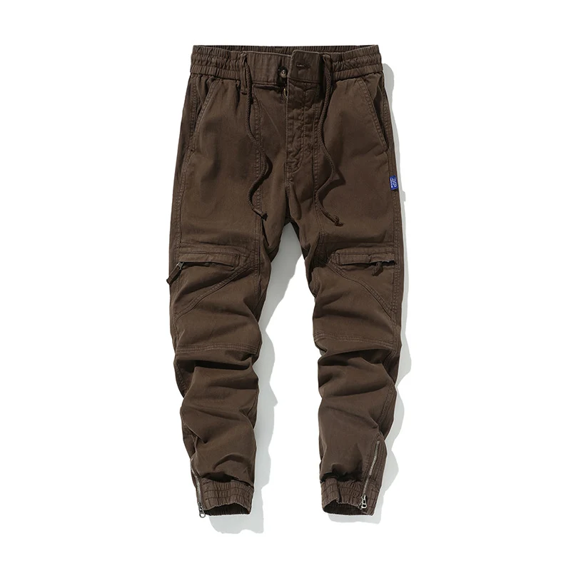 Herren Funktionale Cargo-Joggerhose mit Knieabnähern, Reißverschluss-Knöchel und Elastikbund Drune