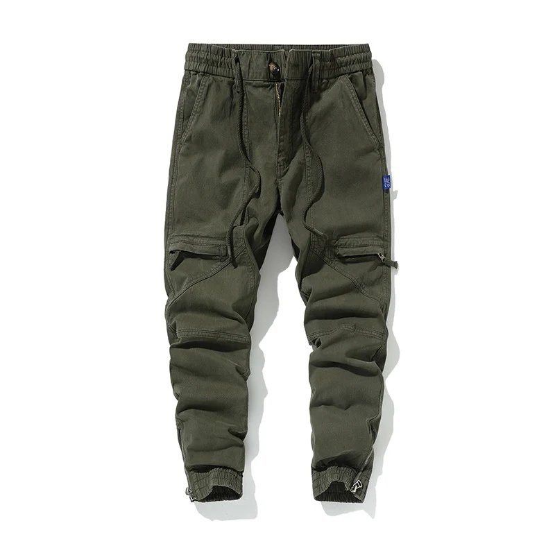 Herren Funktionale Cargo-Joggerhose mit Knieabnähern, Reißverschluss-Knöchel und Elastikbund Drune