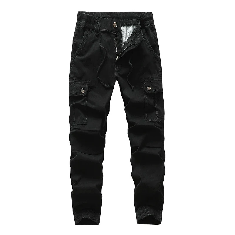 Herren Funktionale Cargo-Joggerhose im Urban-Workwear-Stil mit Kordelbund und Klapptaschen Drune