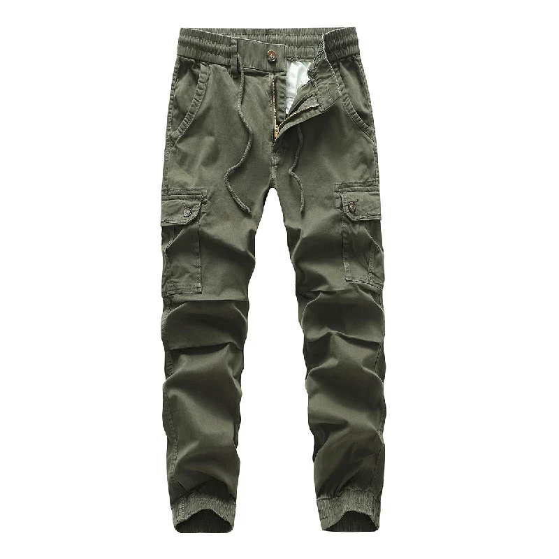 Herren Funktionale Cargo-Joggerhose im Urban-Workwear-Stil mit Kordelbund und Klapptaschen Drune