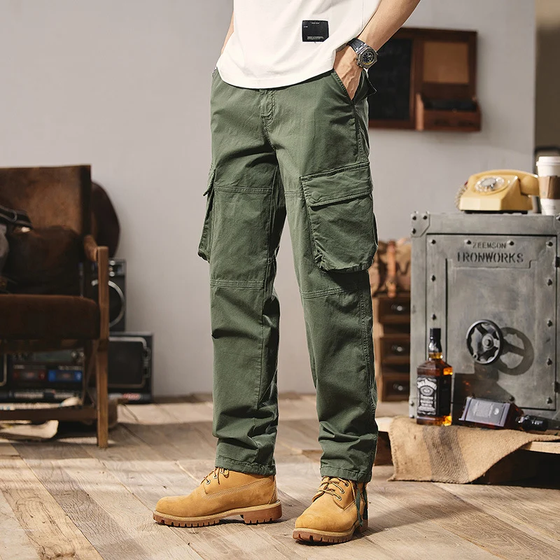 Herren Funktionale Cargo-Arbeitshose mit Kniepasse, Mehrfach‑Klappentaschen und Relaxed‑Straight‑Schnitt Drune