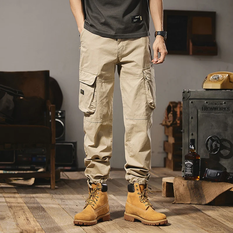 Herren Funktionale Cargo-Arbeitshose mit Kniepasse, Mehrfach‑Klappentaschen und Relaxed‑Straight‑Schnitt Drune