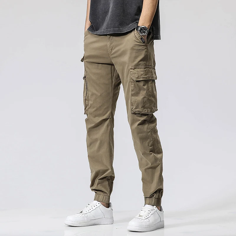 Herren Freizeits-Utility-Cargohose im Joggerstil mit teil-elastischem Bund und multifunktionalen Frontklappen Drune