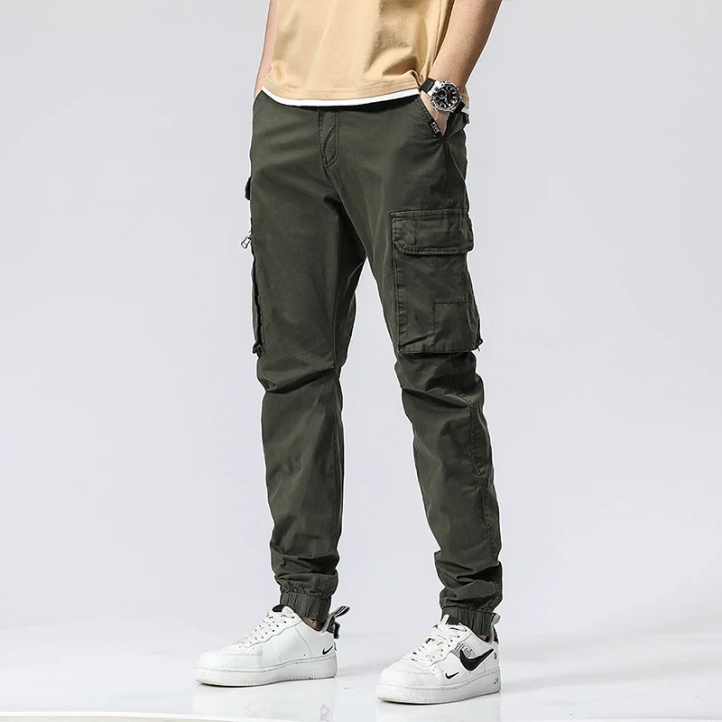 Herren Freizeits-Utility-Cargohose im Joggerstil mit teil-elastischem Bund und multifunktionalen Frontklappen Drune