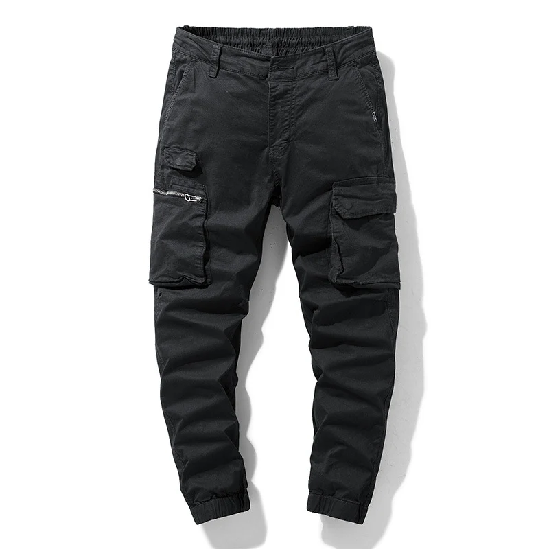 Herren Freizeits-Utility-Cargohose im Joggerstil mit teil-elastischem Bund und multifunktionalen Frontklappen Drune