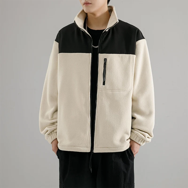 Herren Fleecejacke mit verstärktem Schulterpaneel, Stehkragen und Brustreißverschluss Drune