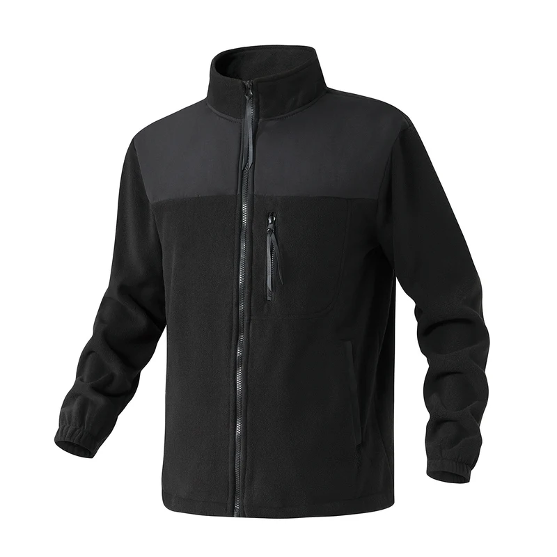 Herren Fleecejacke mit verstärktem Schulterpaneel, Stehkragen und Brustreißverschluss Drune