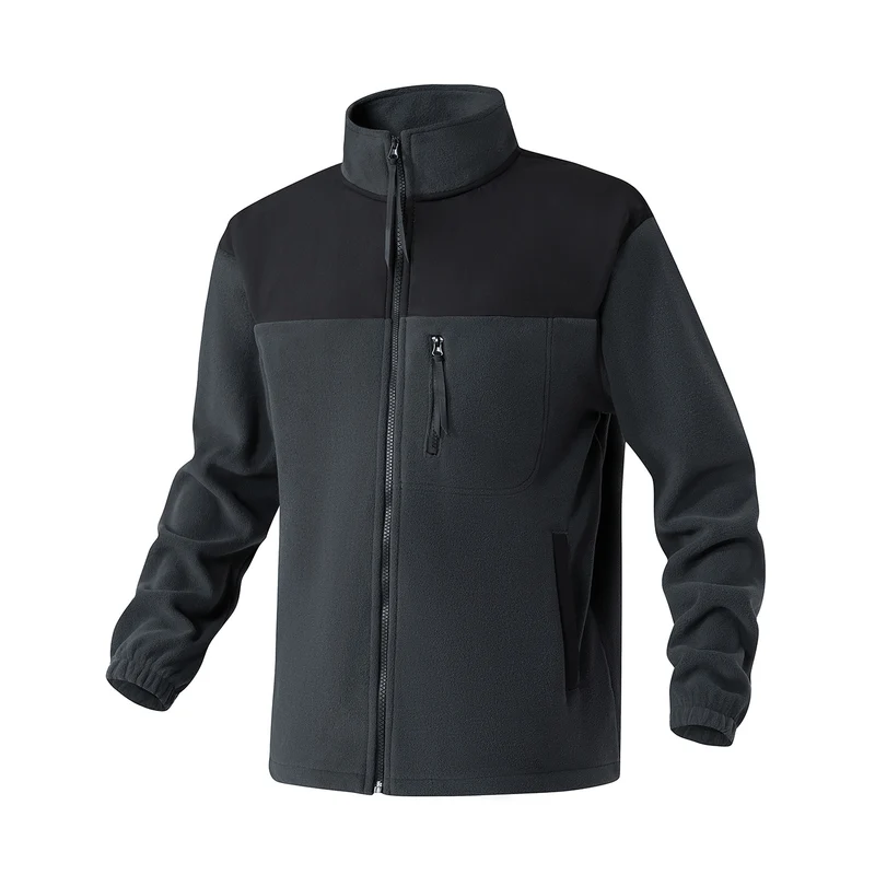 Herren Fleecejacke mit verstärktem Schulterpaneel, Stehkragen und Brustreißverschluss Drune