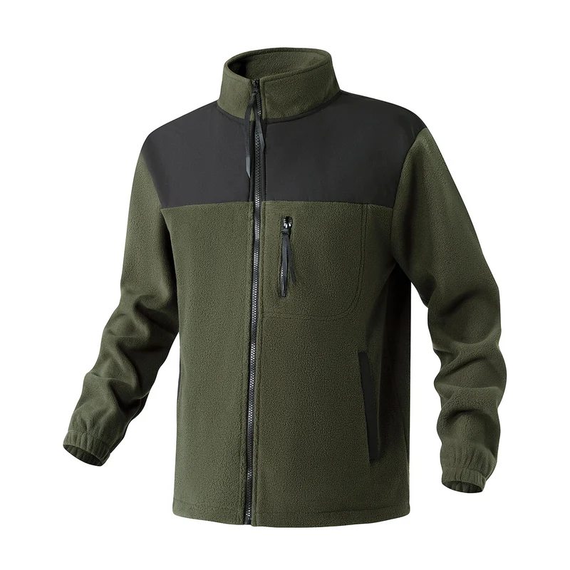 Herren Fleecejacke mit verstärktem Schulterpaneel, Stehkragen und Brustreißverschluss Drune