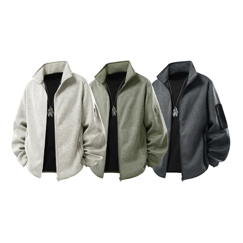 Herren Fleecejacke mit Stehkragen, verdecktem Zwei-Wege-Reißverschluss und wasserabweisenden Utility-Einsätzen Drune