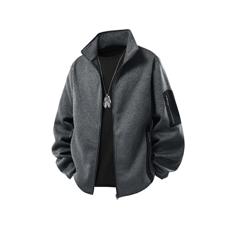 Herren Fleecejacke mit Stehkragen, verdecktem Zwei-Wege-Reißverschluss und wasserabweisenden Utility-Einsätzen Drune