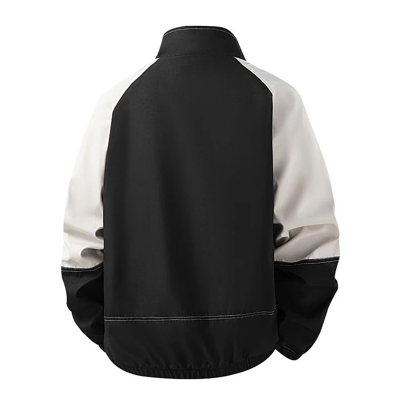 Herren Farbblock-Bomberjacke im Oversize-Utility-Stil mit kontrastreichen Nähten, Reißverschluss und Pattentaschen Drune