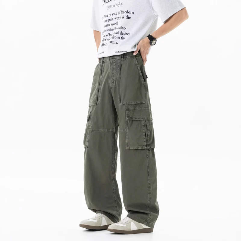 Herren Extraweite Utility-Cargo-Hose im Baggy‑Cut mit elastischem Bund und Mehrfachklappentaschen Drune