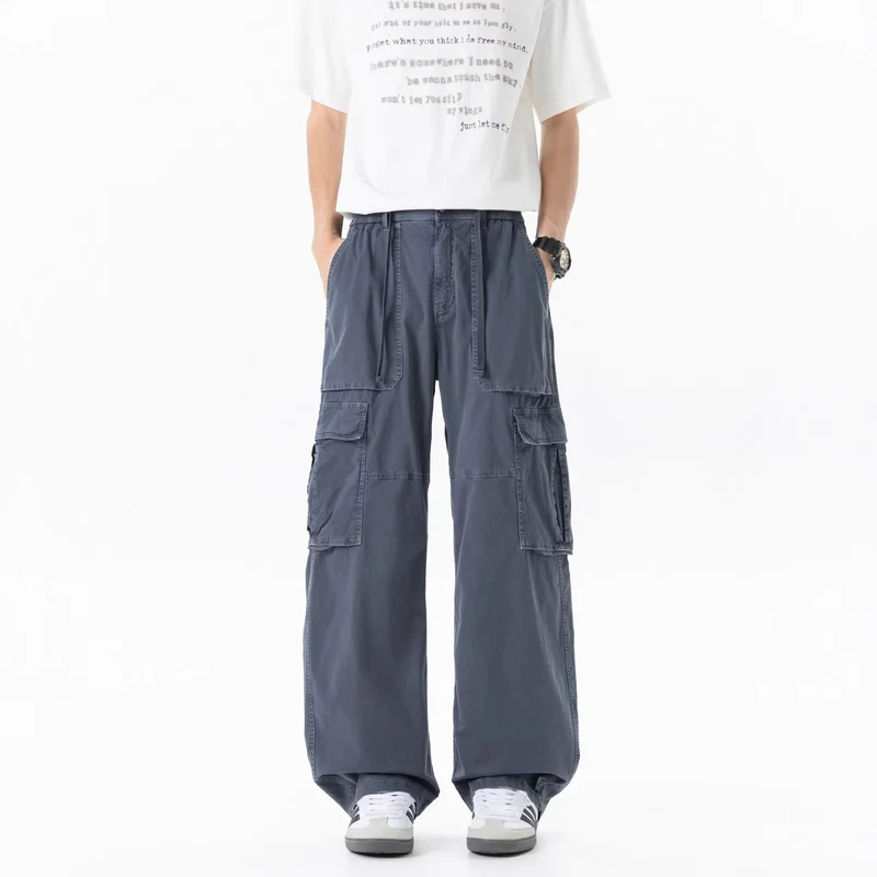 Herren Extraweite Utility-Cargo-Hose im Baggy‑Cut mit elastischem Bund und Mehrfachklappentaschen Drune