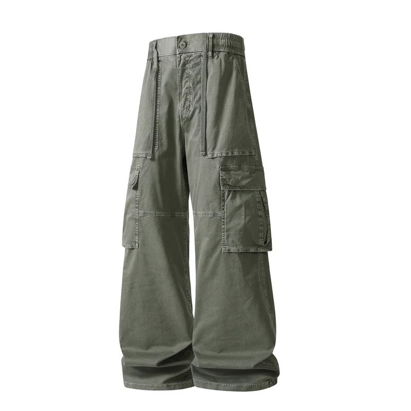 Herren Extraweite Utility-Cargo-Hose im Baggy‑Cut mit elastischem Bund und Mehrfachklappentaschen Drune