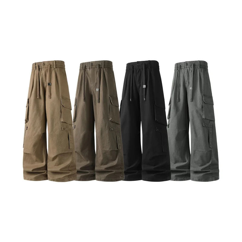 Herren Extraweite Baggy-Cargo-Hose mit Elastikbund, Tunnelzug und Mehrfach‑Utility‑Taschen Drune