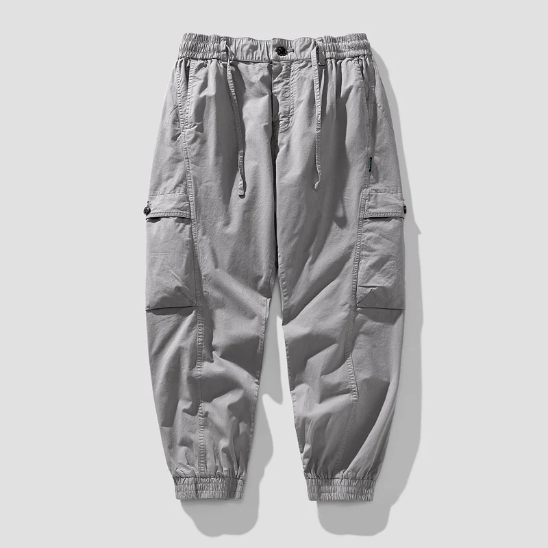 Herren Elastische Cargo-Jogginghose mit Tunnelzug, Knieabnähern und Multifachtaschen Drune