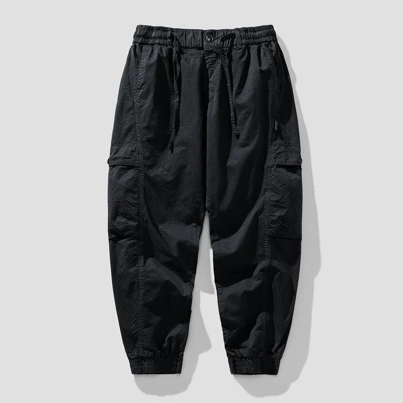 Herren Elastische Cargo-Jogginghose mit Tunnelzug, Knieabnähern und Multifachtaschen Drune