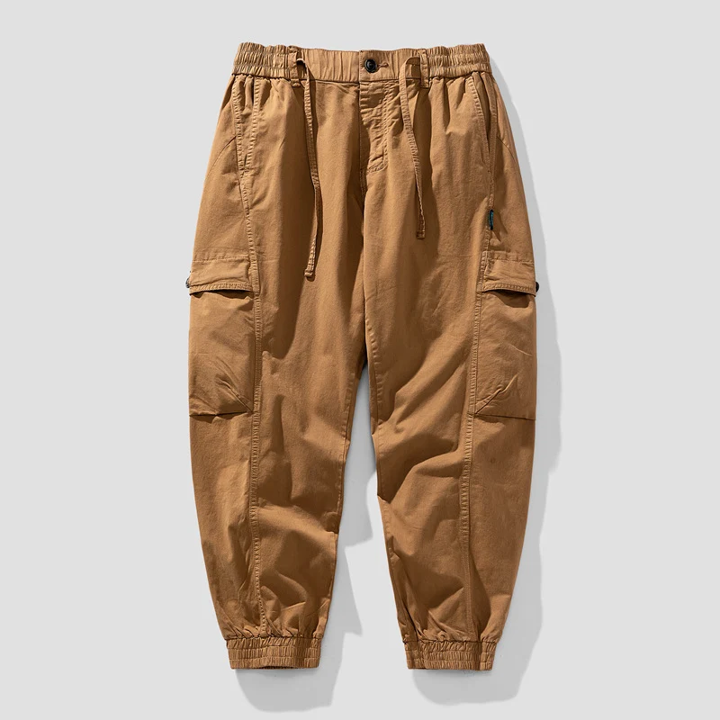 Herren Elastische Cargo-Jogginghose mit Tunnelzug, Knieabnähern und Multifachtaschen Drune