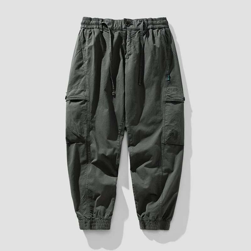Herren Elastische Cargo-Jogginghose mit Tunnelzug, Knieabnähern und Multifachtaschen Drune