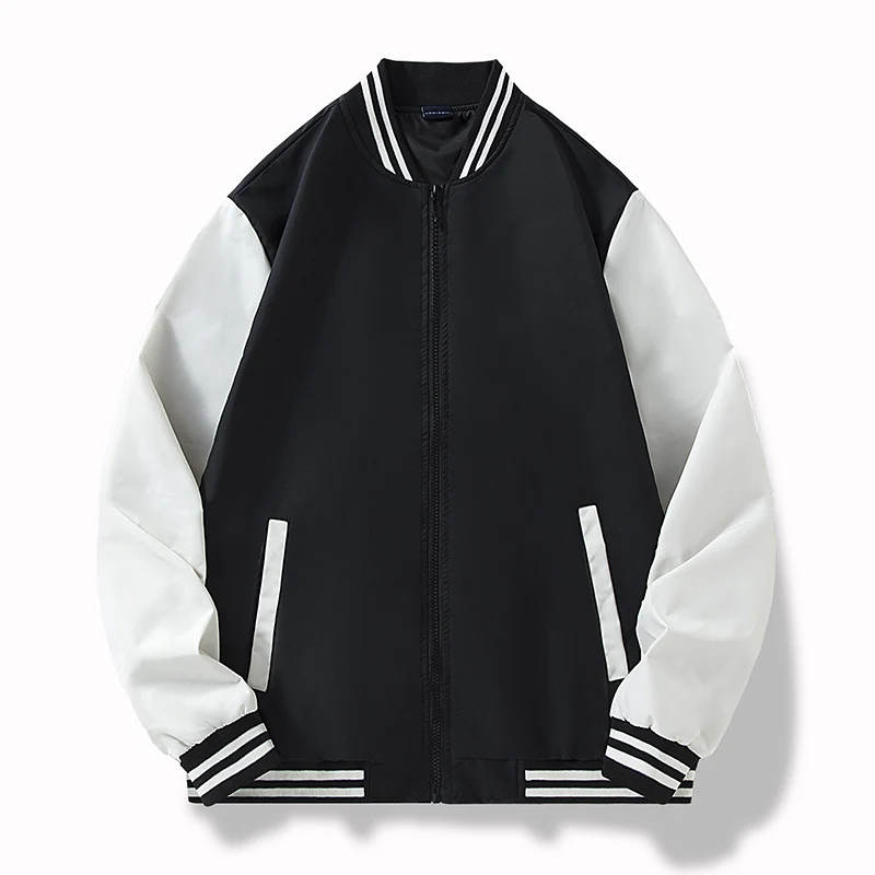 Herren College-Bomberjacke im Varsity-Stil mit kontrastierenden Ärmeln und gerippten Saumbündchen Drune