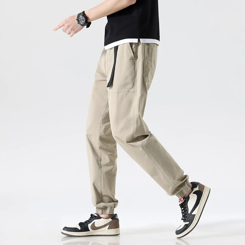 Herren Cargojoggerhose aus Baumwoll-Twill mit Tunnelzugbund und geripptem Knöchelabschluss Drune