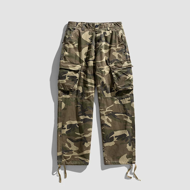 Herren Cargohose im Military-Style mit großvolumigen Klappentaschen und verstellbaren Beinabschlüssen Drune
