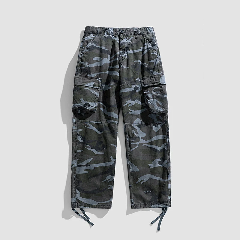 Herren Cargohose im Military-Style mit großvolumigen Klappentaschen und verstellbaren Beinabschlüssen Drune