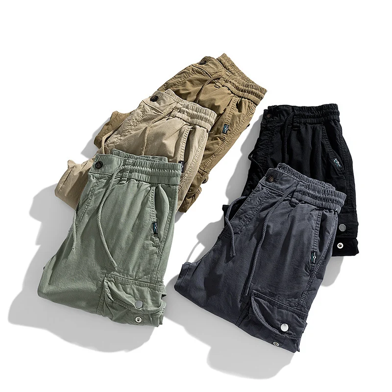 Herren Cargohose im Joggerstil mit elastischem Komfortbund, Multifunktionalen Klapp‑Utility‑Taschen und Knöchelreißverschluss Drune