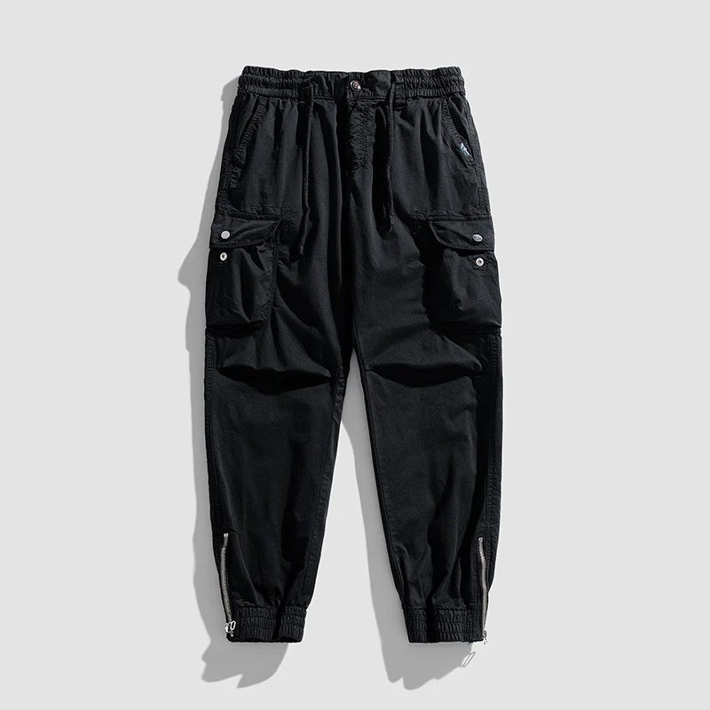 Herren Cargohose im Joggerstil mit elastischem Komfortbund, Multifunktionalen Klapp‑Utility‑Taschen und Knöchelreißverschluss Drune