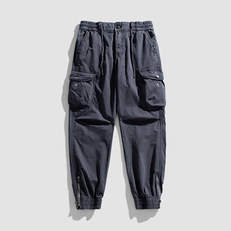 Herren Cargohose im Joggerstil mit elastischem Komfortbund, Multifunktionalen Klapp‑Utility‑Taschen und Knöchelreißverschluss Drune